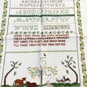 Cross Stitch Embroidery Sampler 18X22 Unfinished Project Country Cottage Rustic